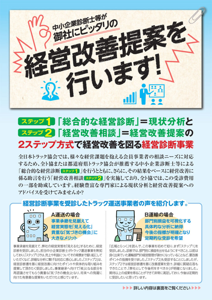 20230419ZENTOKYOU1 724x1024 - 全ト協／運送事業者の経営診断事業を実施