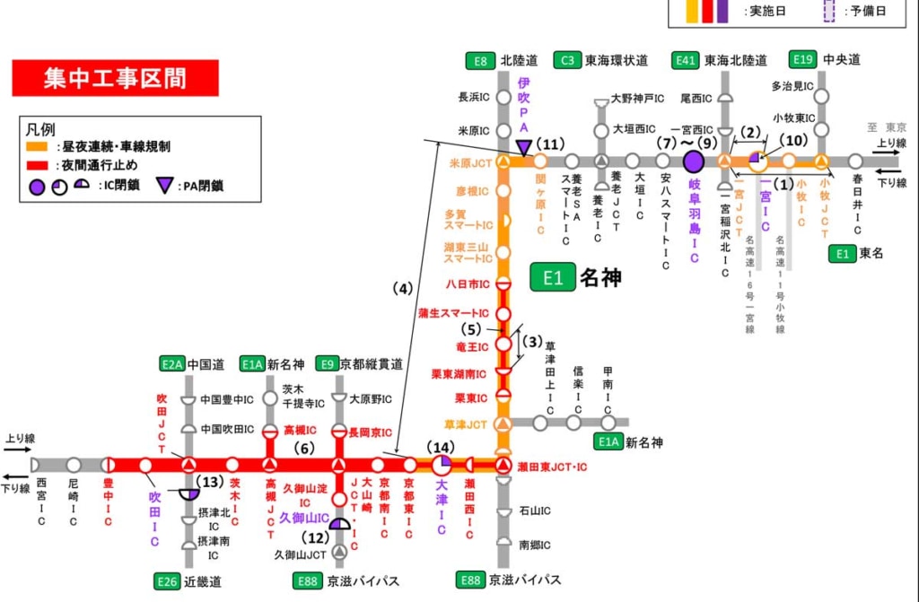 20230601MEISHIN 1024x671 - 名神集中工事／小牧JCT～豊中ICなど8月26日から9月16日まで夜間通行止め