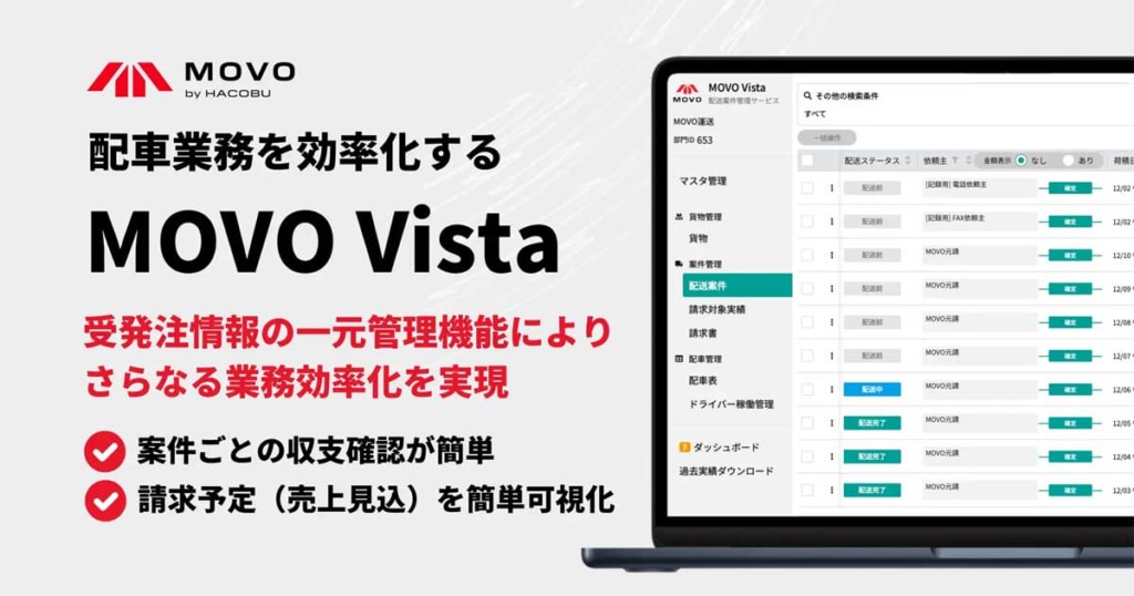 20231221MOVO 1 1024x538 - Hacobu／MOVO Vista機能拡張で受発注情報の一元管理可能に