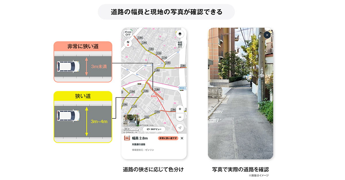 20240201navitime1 - ナビタイム／配達専用アプリが狭い道路の幅員表示に対応