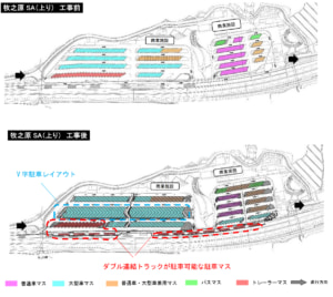 20240521nexconaka1 300x268 - 東名高速／牧之原SA（上り）で大型車駐車マス増設、2025年春に1.5倍へ