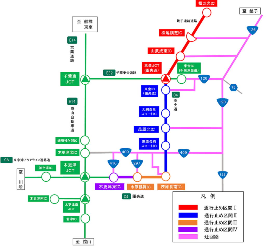 20250422kenou3 1024x950 - 圏央道・銚子連絡道路／松尾横芝IC～木更津東ICなど、5月12日～21日に夜間通行止め