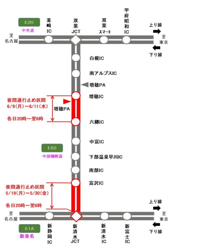 20250423shimizu 831x1024 - 中部横断道／5月19日から新清水JCT～富沢IC、六郷IC～増穂ICで夜間通行止め
