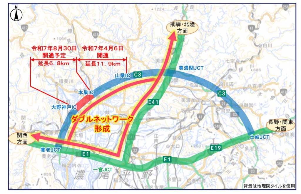 20250605tokai 2 1024x660 - 東海環状道／本巣IC～大野神戸IC間が8月30日に開通、名神～新東名が環状で接続