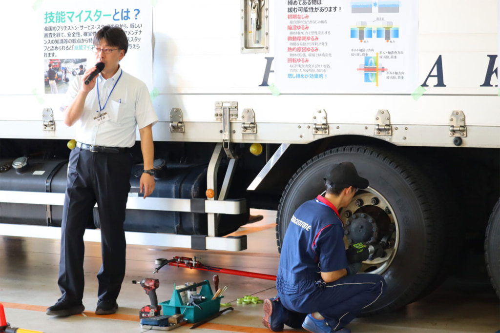 20250611toyama2 1024x683 - 富山県トラック協会／ブリヂストンが脱着作業など実演「車輪脱落事故防止講習会」開催