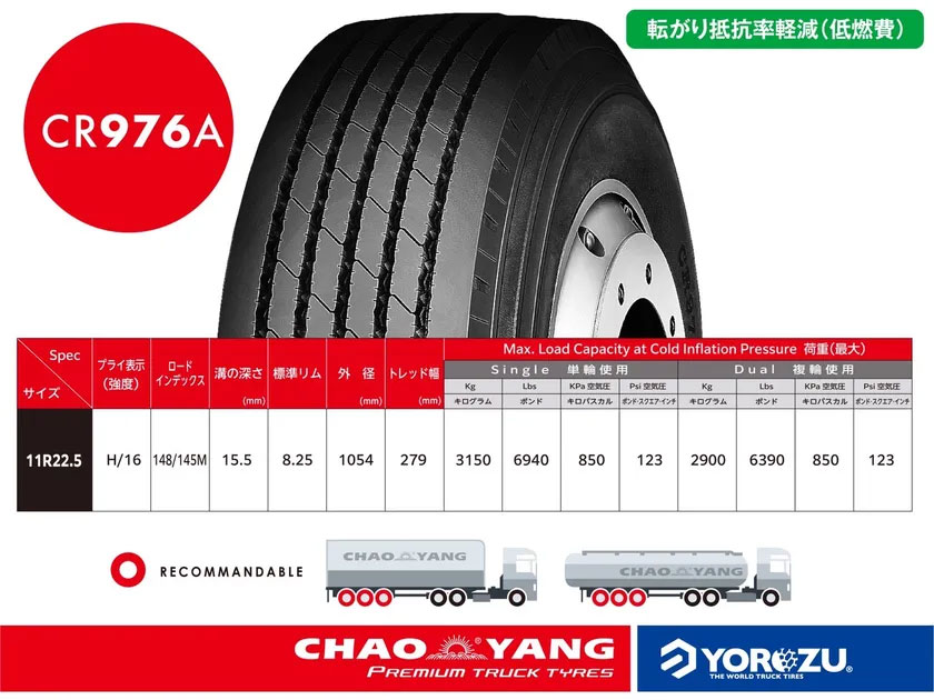 CHAOYANGトラックタイヤ/高パフォーマンスの4モデルをラインアップに追加 20250718yorozu 3 - CHAOYANGトラックタイヤ/高パフォーマンスの4モデルをラインアップに追加