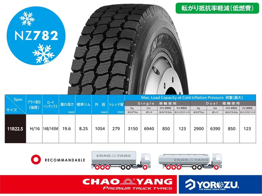 CHAOYANGトラックタイヤ/高パフォーマンスの4モデルをラインアップに追加 20250718yorozu 4 - CHAOYANGトラックタイヤ/高パフォーマンスの4モデルをラインアップに追加