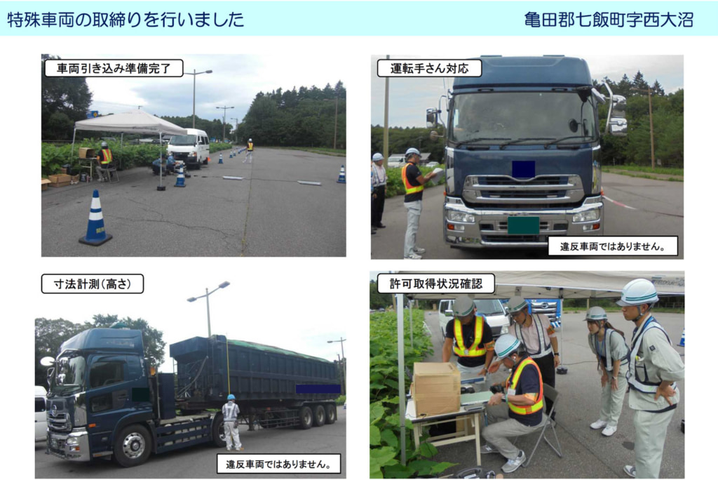 20250926kameda 1024x684 - 函館開発建設部／国道5号で特殊車両の取締り、違反車両2台に警告書交付