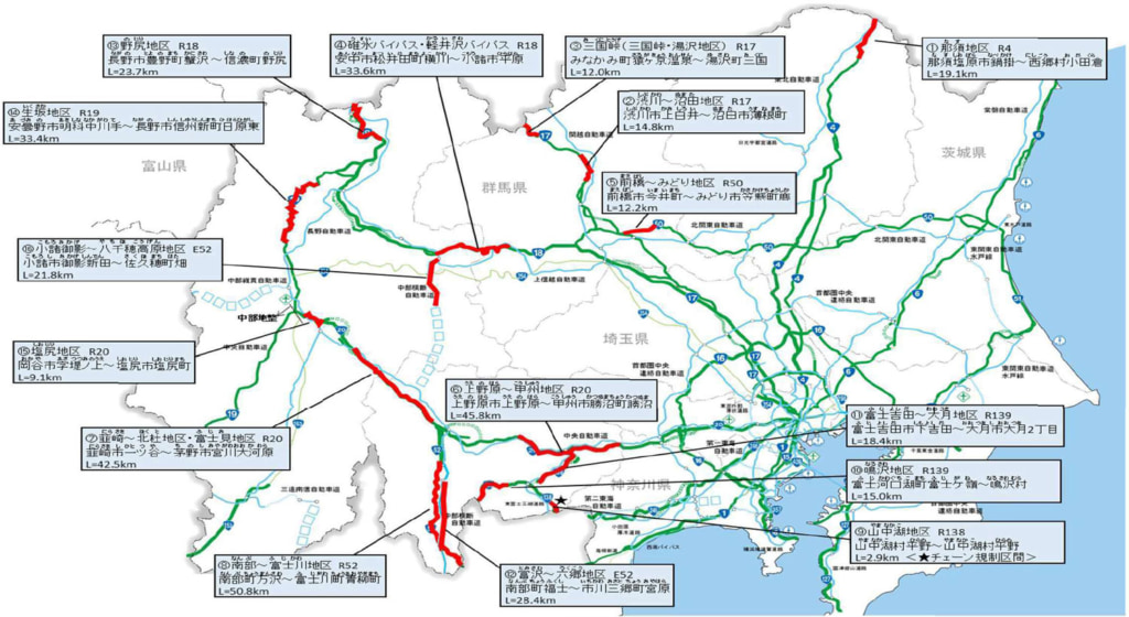 20251205kokudo4 1024x560 - 関東地方整備局／国道「予防的通行止め区間」首都圏8路線15区間、北関東甲信10路線16区間発表