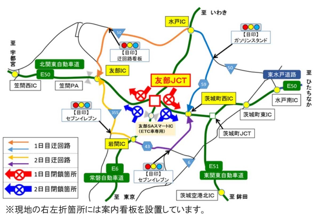 20251222tomobe 1024x693 - 常磐道／1月13日・14日、友部JCTから北関東道への接続ランプを夜間閉鎖