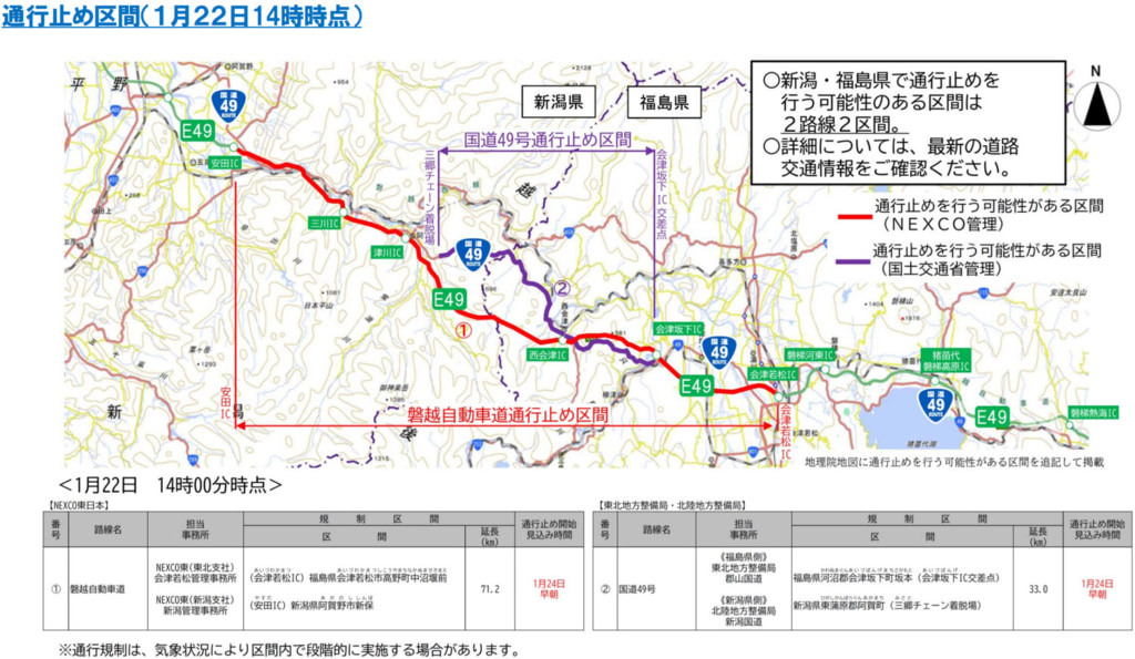 2020123banetsu 1024x595 - 磐越道・国道49号／会津若松IC～安田IC、会津坂下IC交差点～三郷チェーン脱着場、24日早朝に予防的通行止めの可能性（23日14時）