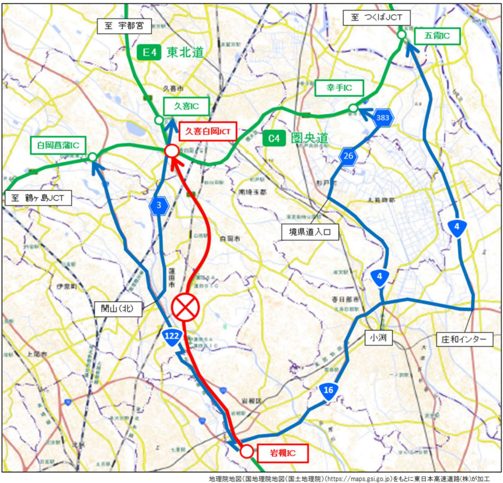 20260120kuki1 1024x983 - 東北道／岩槻IC&rarr;久喜白岡JCT、1月25日1時～3時に通行止め