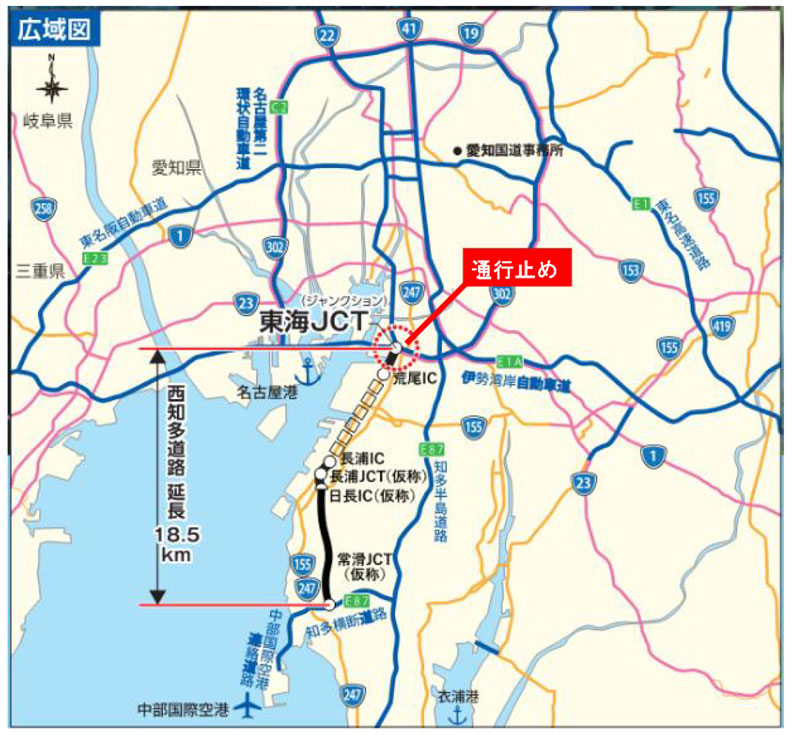 伊勢湾岸道など/2月25日から東海JCT付近で夜間通行止めを実施 20260126tokai - 伊勢湾岸道など/2月25日から東海JCT付近で夜間通行止めを実施