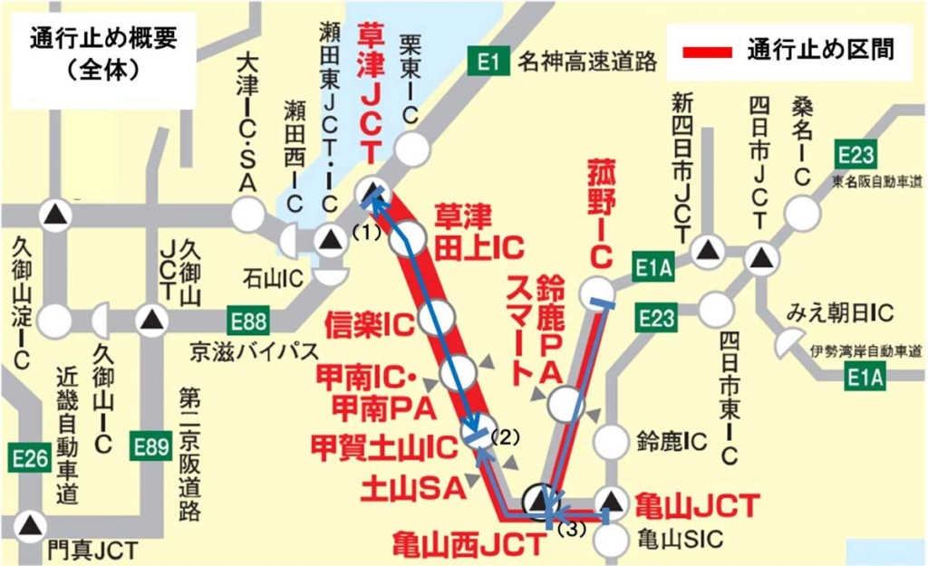 20260206meishin 1024x625 - 新名神／3月23日・24日、新名神・甲賀土山IC～草津JCTなど夜間通行止め