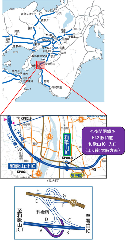 20260225wakyama1 533x1024 - 阪和道／和歌山IC入口（大阪方面）3月22日に夜間閉鎖