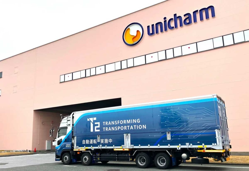 20260402T2 1024x701 - T2、ユニチャーム、キューソー流通システム／自動運転トラックによる幹線輸送の実証実験を開始